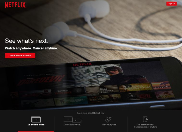 web design trends 2016 Netflix photo background